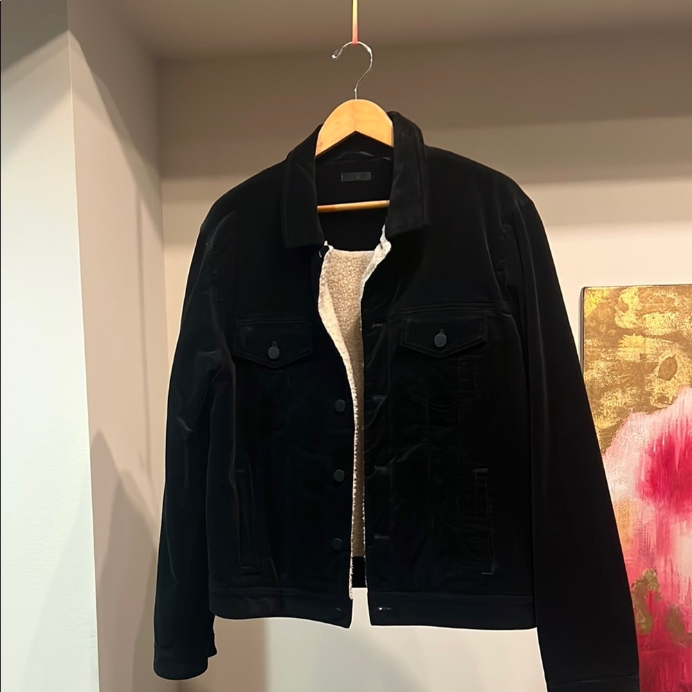 ATM Black Corduroy Jacket, Sherpa Lined - SIZE L